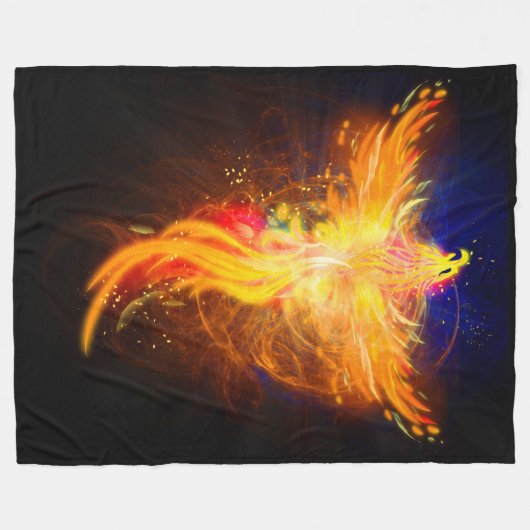 Flaming Phoenix Fleecedecke (Vorderseite (Horizontal))