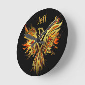 Flaming Phoenix Personalisiert Runde Wanduhr (Winkel)