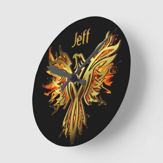 Flaming Phoenix Personalisiert Runde Wanduhr (Winkel)