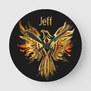 Flaming Phoenix Personalized  Runde Wanduhr