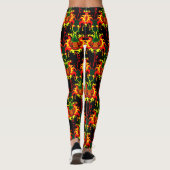 Flaming Pumpkin Head Box Blockiermuster Leggings (Rückseite)