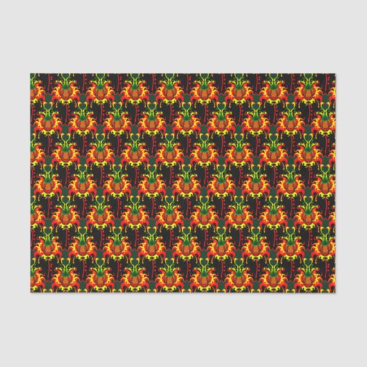 Flaming Pumpkin Head Box Blockiermuster Seidenpapier (Vorderseite)
