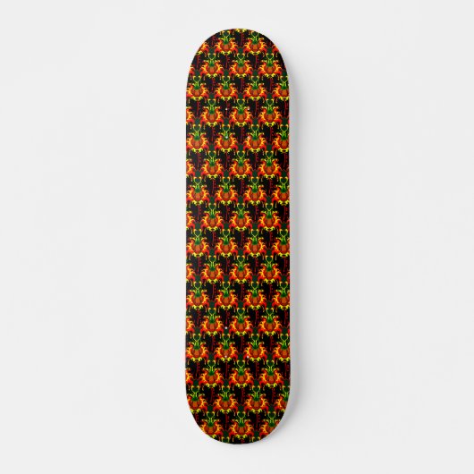 Flaming Pumpkin Head Box Blockiermuster Skateboard (Vorne)