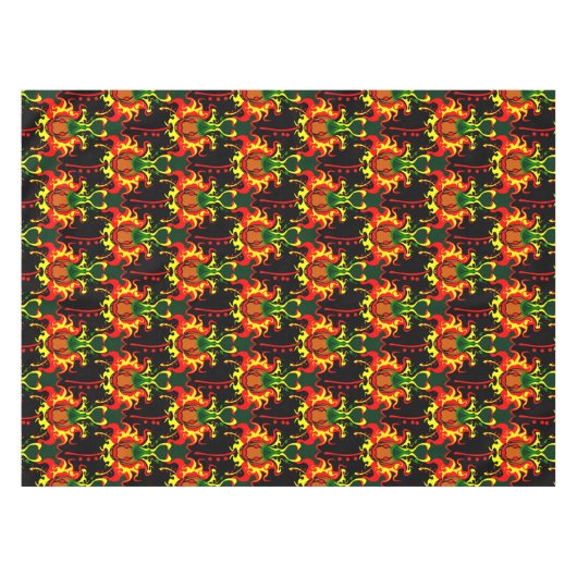 Flaming Pumpkin Head Box Blockiermuster Tischdecke (Vorderseite (Horizontal))