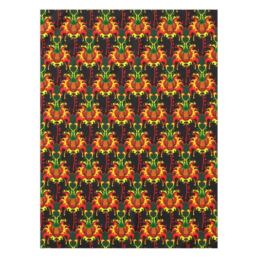 Flaming Pumpkin Head Box Blockiermuster Tischdecke (Vorderseite)