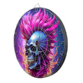 Flaming Punk Skull Dartboard Dartscheibe (Vorderseite rechts)