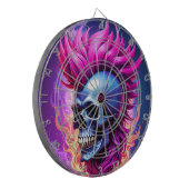 Flaming Punk Skull Dartboard Dartscheibe (Vorderseite Links)