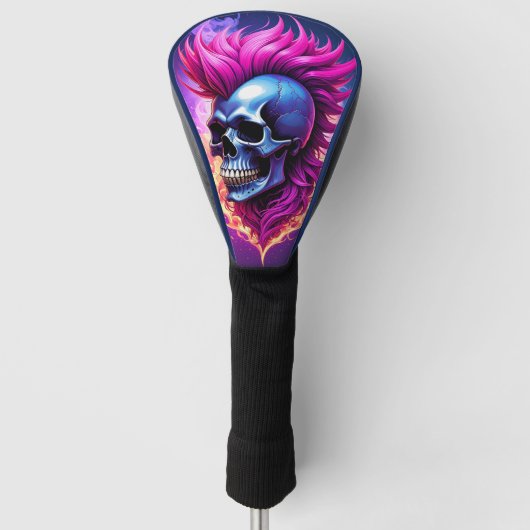 Flaming Punk Skull Golf Head Cover Headcover (Vorderseite)