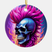 Flaming Punk Skull Ornament (Vorne)