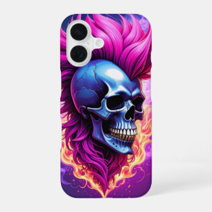 Flaming Punk-Totenkopf-iPhone / iPad-Hülle iPhone 16 Hülle