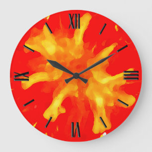 Flaming Red Pop Große Wanduhr