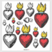 Flaming Sacred Heart 14" x 14" Blatt Aufkleber (Blatt)