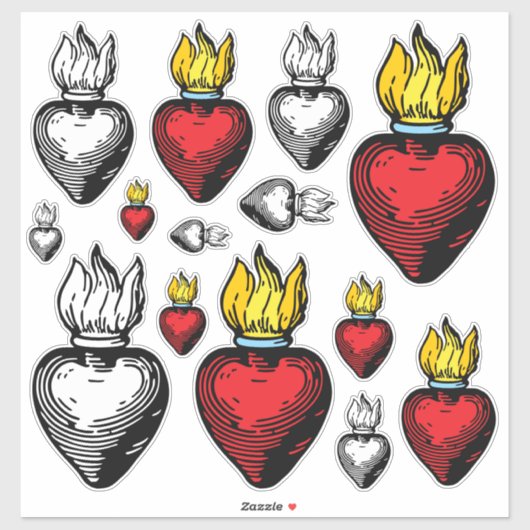 Flaming Sacred Heart 14" x 14" Blatt Aufkleber (Blatt)