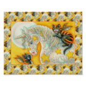 FLAMING SCHWARZE KATZEN MIT HALLOWEEN UNICORN farb Fotodruck (Vorne)