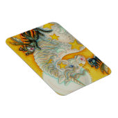 FLAMING SCHWARZE KATZEN MIT HALLOWEEN UNICORN farb Magnet (Rechte Seite)