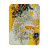 FLAMING SCHWARZE KATZEN MIT HALLOWEEN UNICORN farb Magnet (Vertikal)