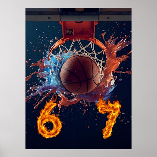 Flaming Six Seven Basketball Punkte durch den Korb Poster (Vorne)