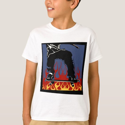 Flaming-Skateboard-T - Shirt (Vorderseite)