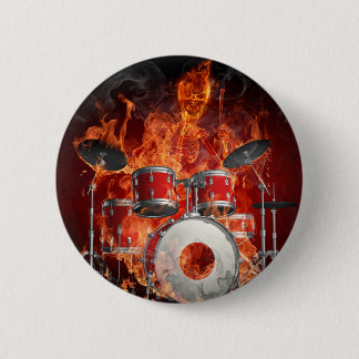 Flaming-Skelett auf Trommelschaltfläche Button