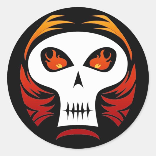 Flaming-Skull-Aufkleber Runder Aufkleber (Vorderseite)