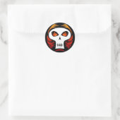 Flaming-Skull-Aufkleber Runder Aufkleber (Tasche)