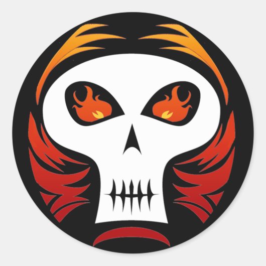 Flaming-Skull-Aufkleber Runder Aufkleber (Vorderseite)