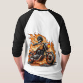 Flaming Skull Bike Rock & Roll Emblem T - Shirt (Rückseite)