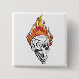 Flaming Skull Button