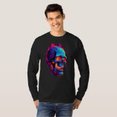 Flaming Skull Cool Red Orange & Blue Skeleton Skul T-Shirt (Vorne ganz)