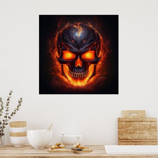 Flaming Skull Fury Poster (Küche)