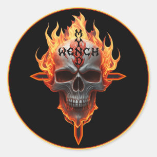 Flaming Skull Heavy Metal Rock Band Aufkleber Pro