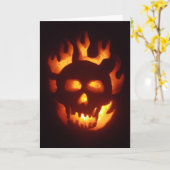 "Flaming Skull Jack-O'-Lantern" Hallowe’en card Karte (Gelbe Blume)