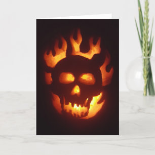 "Flaming Skull Jack-O'-Lantern" Hallowe’en card Karte