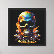 Flaming Skull mit Weltkarte und Waffen
