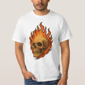Flaming Skull of Rebirth Fiery Power Design T-Shirt (Vorderseite)