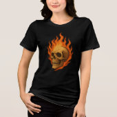 Flaming Skull of Rebirth Fiery Power Design Tri-Blend Shirt (Vorderseite)