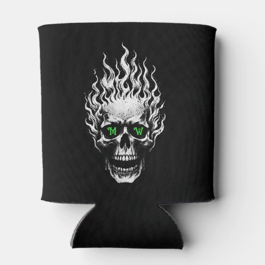 Flaming Skull Personalized Dosenkühler (Rückseite)