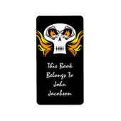 Flaming Skull Pirate Label Adressaufkleber (Vorne)