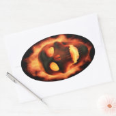 Flaming-Skull-Stickers Ovaler Aufkleber (Umschlag)