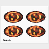 Flaming-Skull-Stickers Ovaler Aufkleber (Blatt)