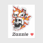 Flaming Skulls Aufkleber (Blatt)