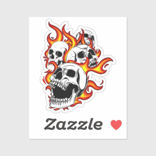 Flaming Skulls Aufkleber (Blatt)