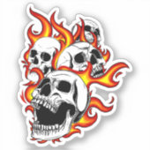 Flaming Skulls Aufkleber (Vorderseite)