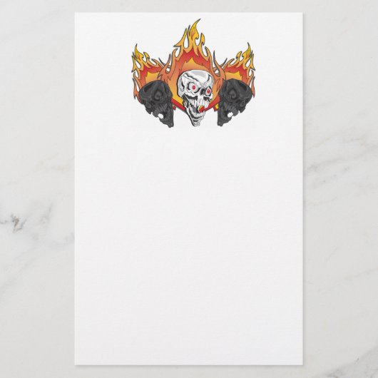 Flaming Skulls Briefpapier (Vorderseite)
