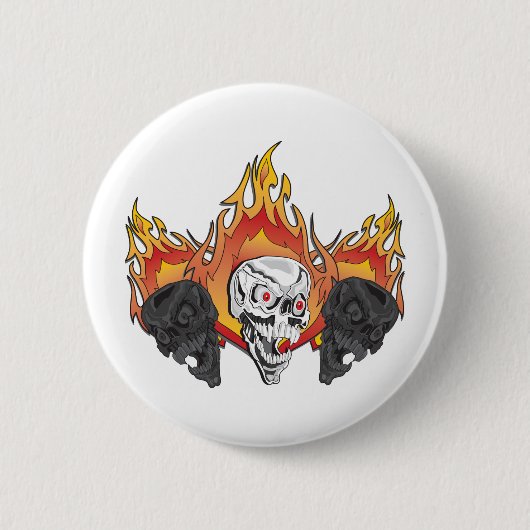 Flaming Skulls Button (Vorderseite)