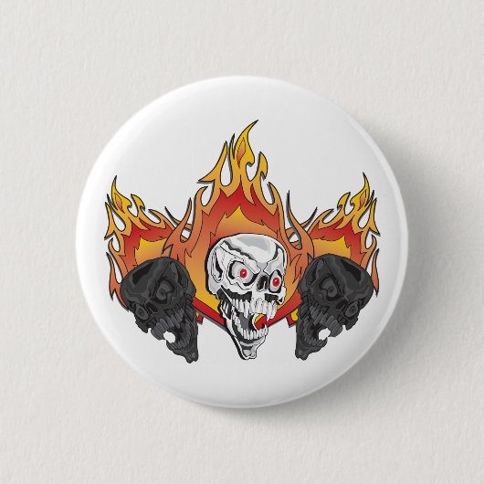 Flaming Skulls Button (Vorderseite)