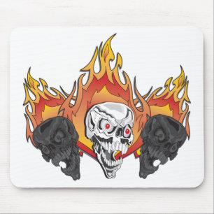 Flaming Skulls Mousepad