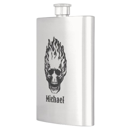 Flaming Skulls Personalized Flachmann (Links)