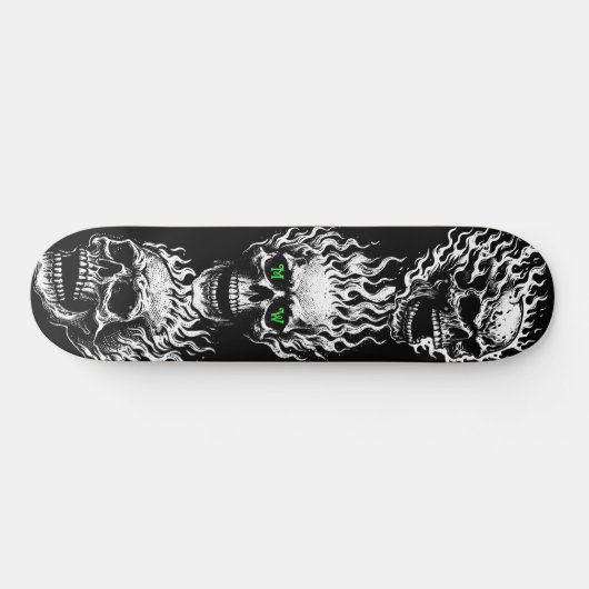 Flaming Skulls Personalized Skateboard (Horizontal)