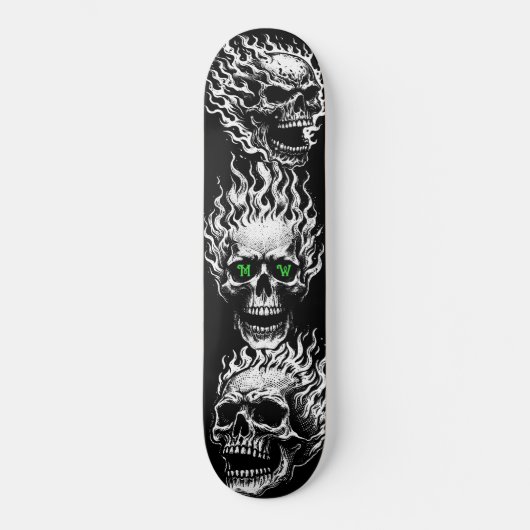 Flaming Skulls Personalized Skateboard (Vorderseite)